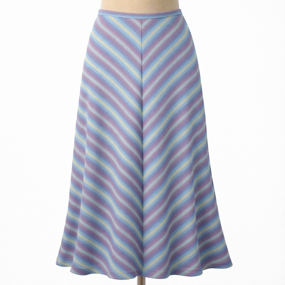 Vintage Full Circle Maxi Skirt Blue XS Boho Festival Striped Pastel Preppy Beach